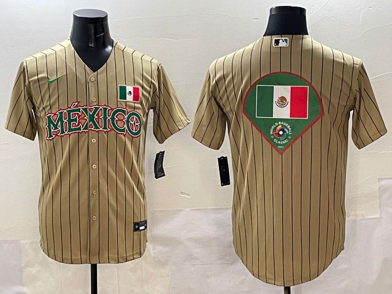 Men Mexico Blank Brown Stripe Joint Name 2025 Nike MLB Jersey style 13